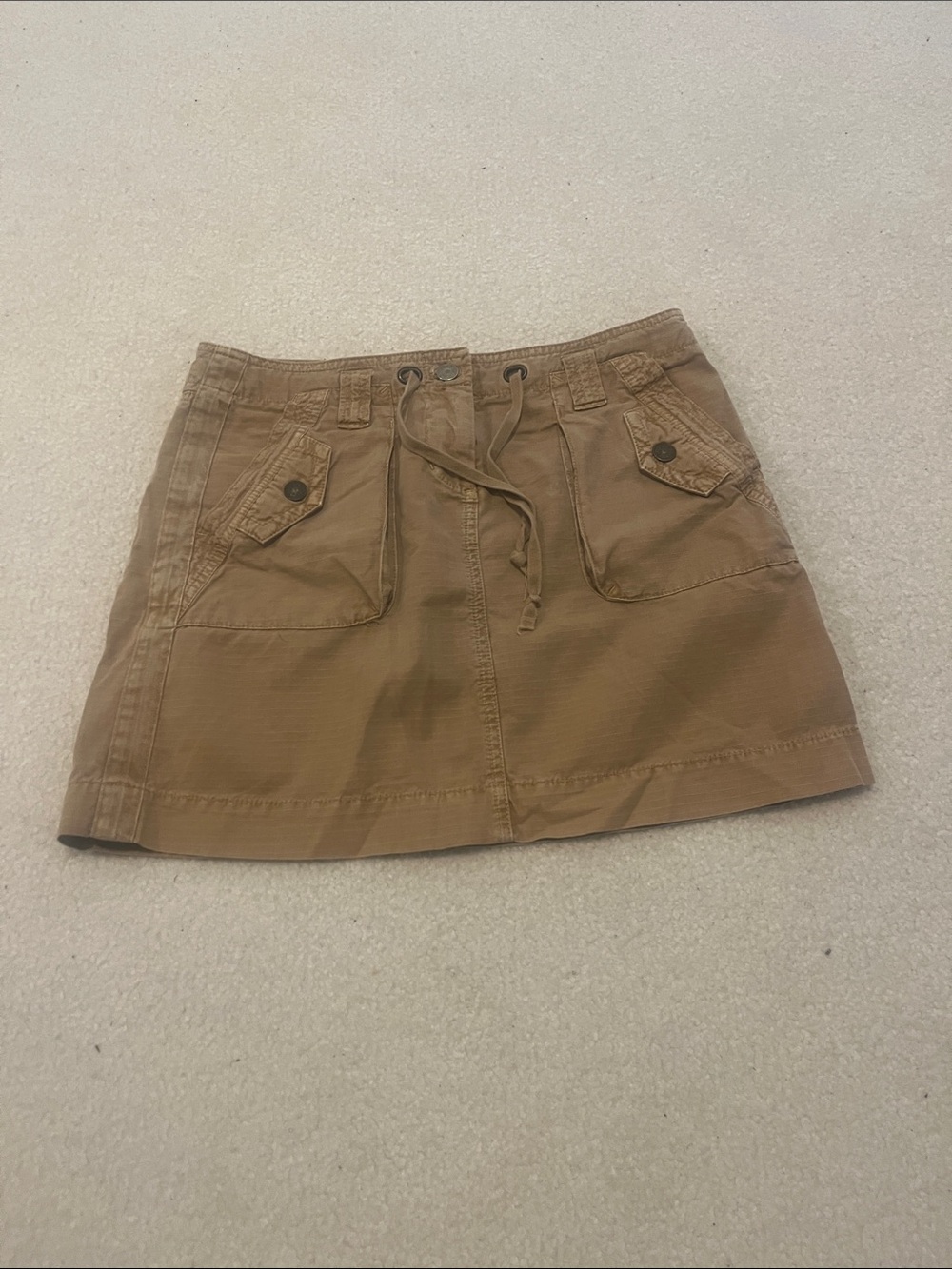 J. Crew Chino Khaki Cargo-Style Mini Skirt with Drawstring